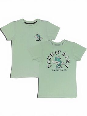 Kids' Take It Easy Mint Surf Cactus Graphic Tee